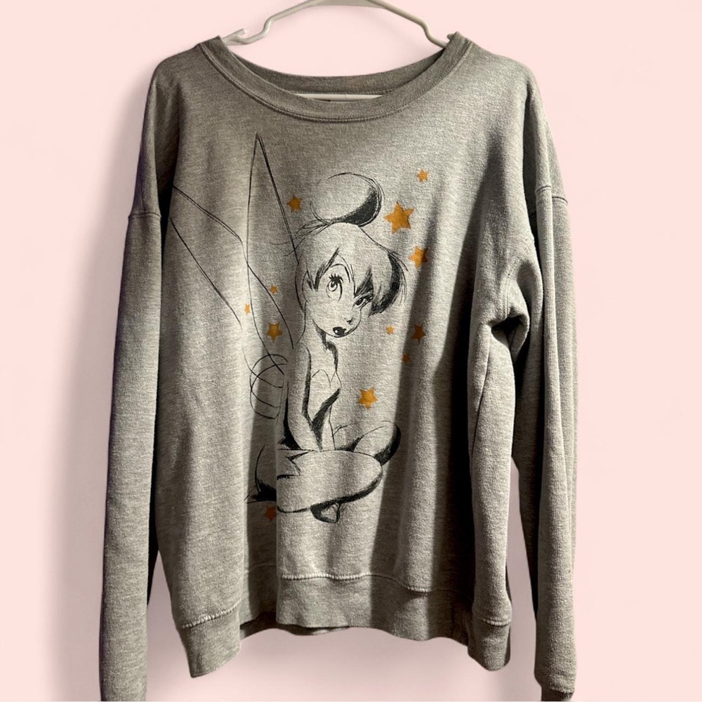 Disney Heather Gray Tinkerbell Sweater with Orange Accents